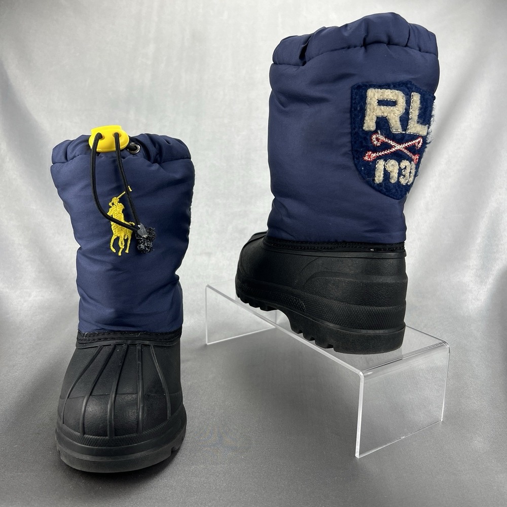 Vintage Polo Ralph Lauren Whalley 1931 Snow Boots Toddler's 9.5 Navy Yellow Pony